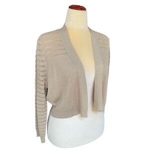 Calvin Klein Golden Tan Crop Cardigan Sweater NWT Lightweight Open Front Size XL